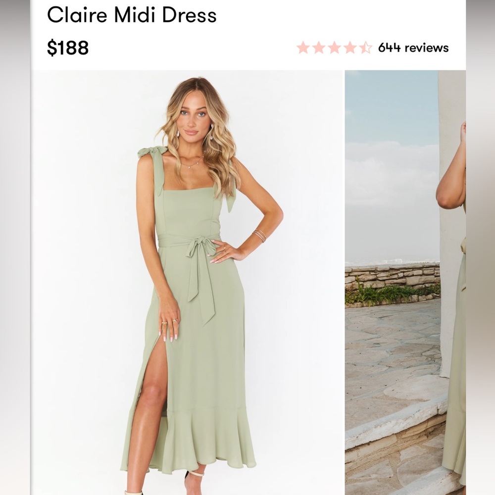 Claire Midi Dress - moss crisp green